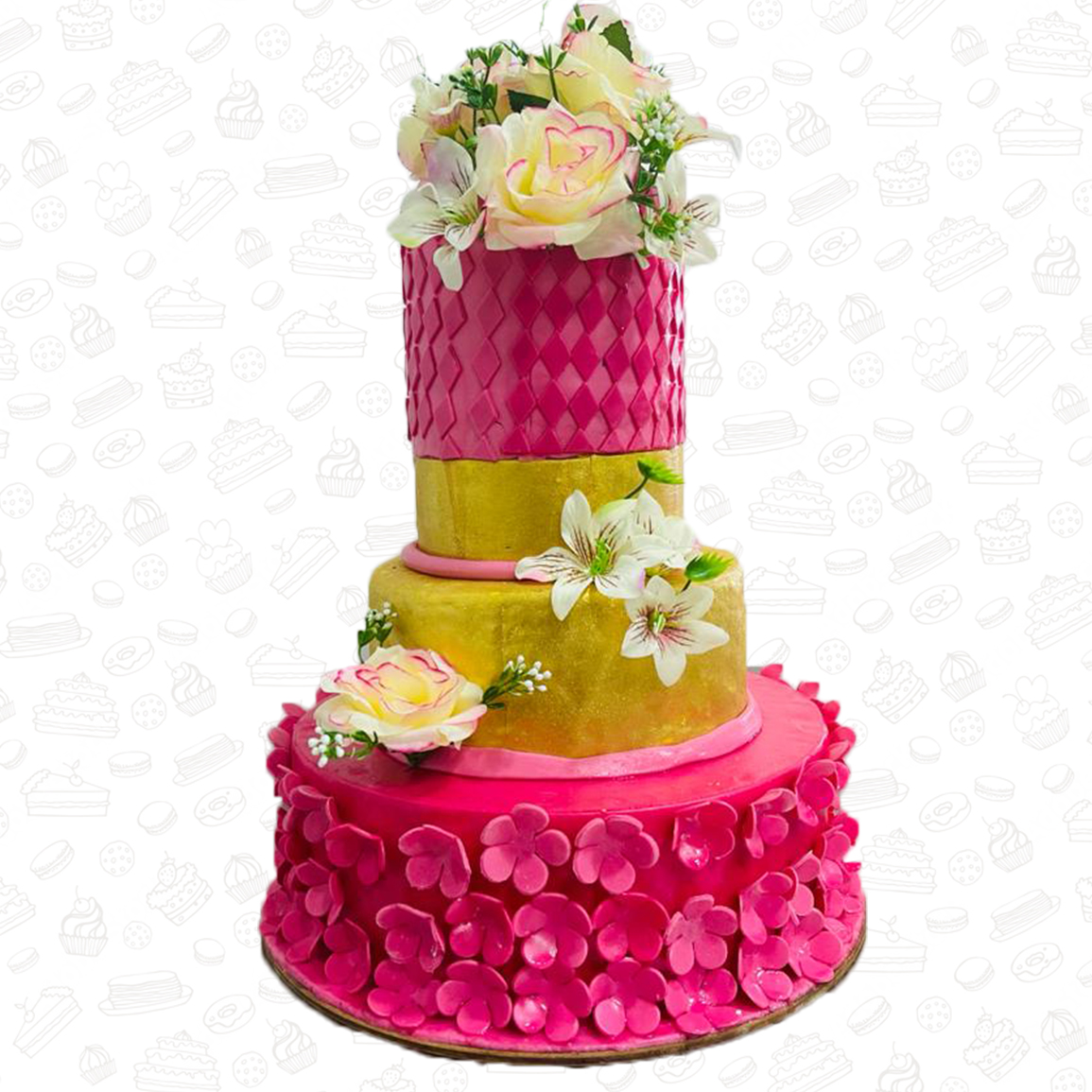 Easter Special Pink Floral Cake with Topper - Ovenfresh